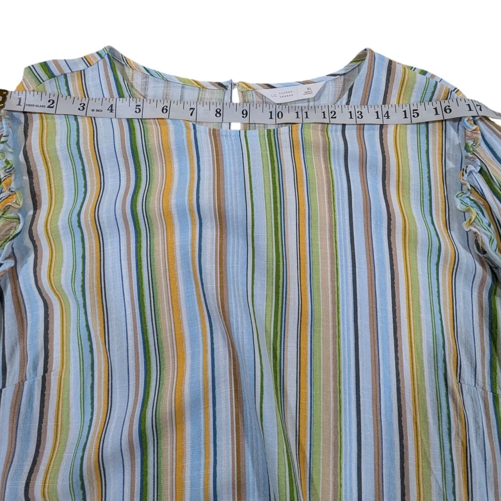 Lauren Conrad XL Colorful Vertical Stripe Top – Summer Festival Boho Chic Blouse - Picture 11 of 13